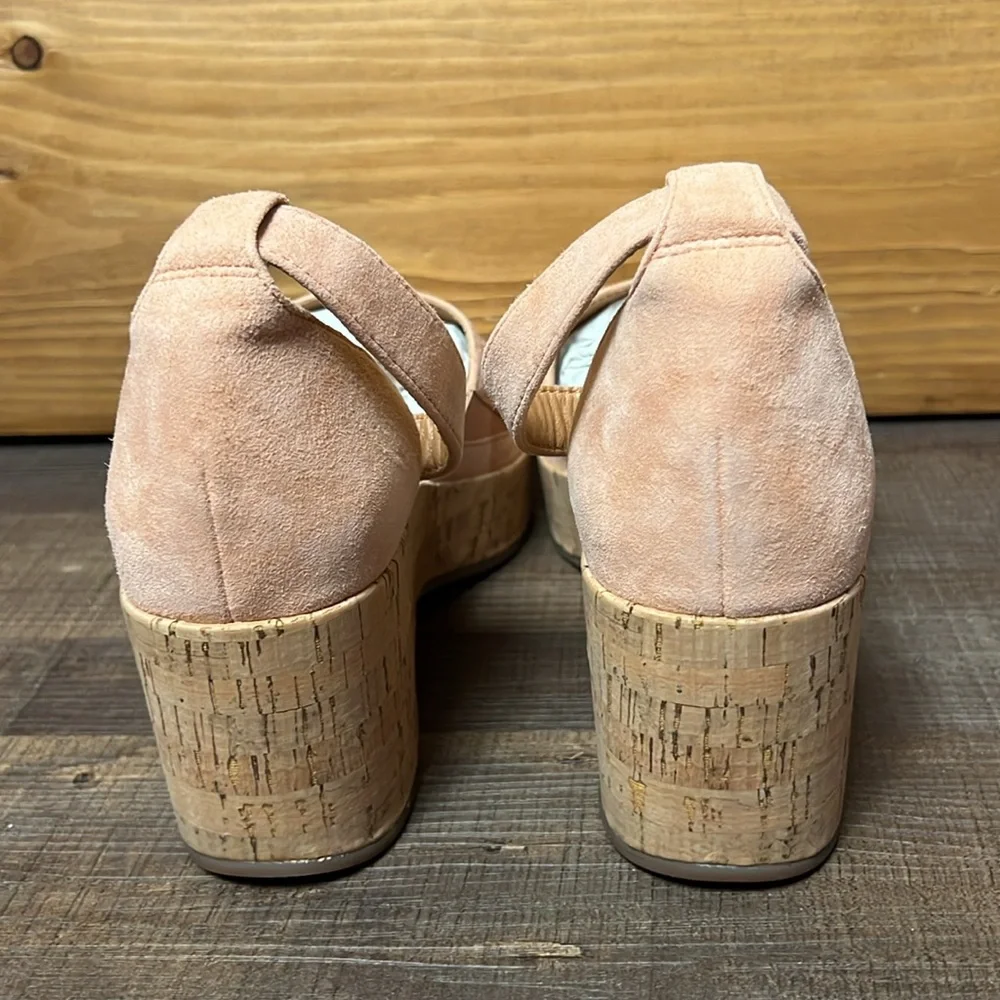 Lisa Vicky Canyon Sun Kid‎ Sue Cork Wedge Platform Strappy Sandals Peach 8M NIB